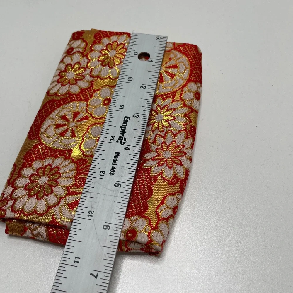 Vintage Taiyo Pearls Tokyo Red Gold Brocade Jewelry Pouch Snap Case Japan